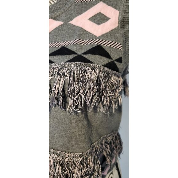 English Factory Mixed Media Sweater Vest  Women's Sz S Gray/Pink - Picture 4 of 12